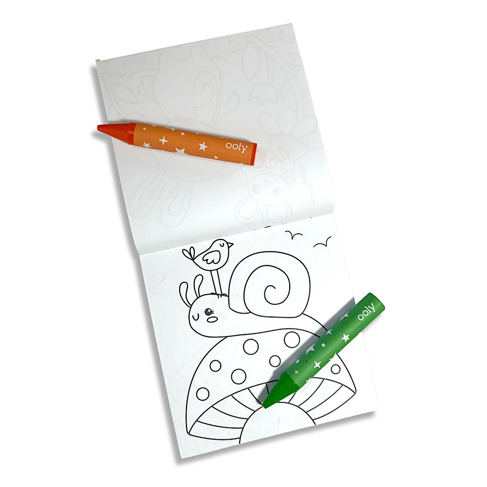 Ooly - Carry Along Coloring Book & Crayon Set - Set of 10 - Garden Pals