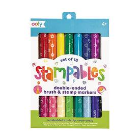 Ooly Ooly - Stampable Double-Ended Stamp & Brush Markers - Set of 18