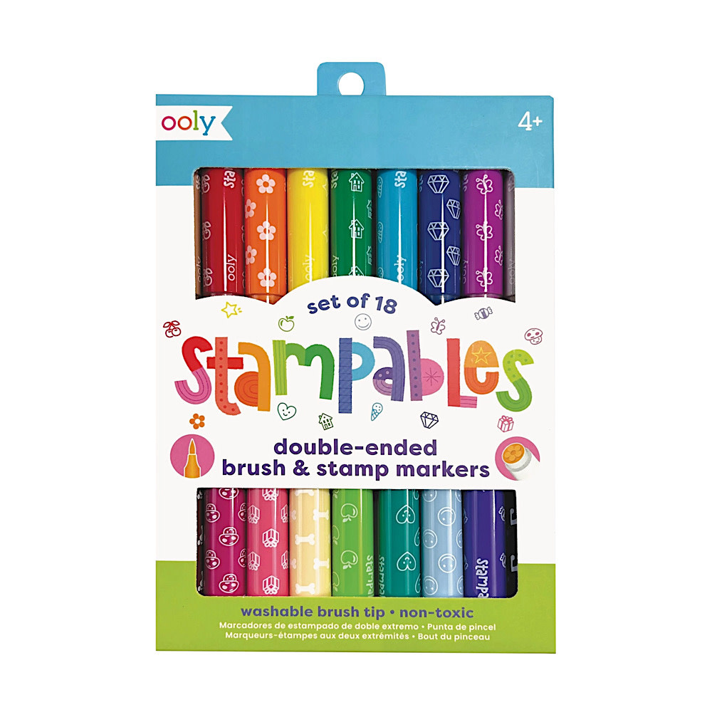 Ooly - Stampable Double-Ended Stamp & Brush Markers - Set of 18