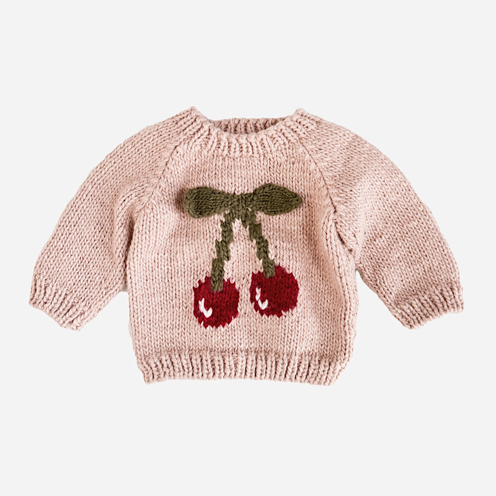 The Blueberry Hill Baby Cherry Pullover Sweater - Blush