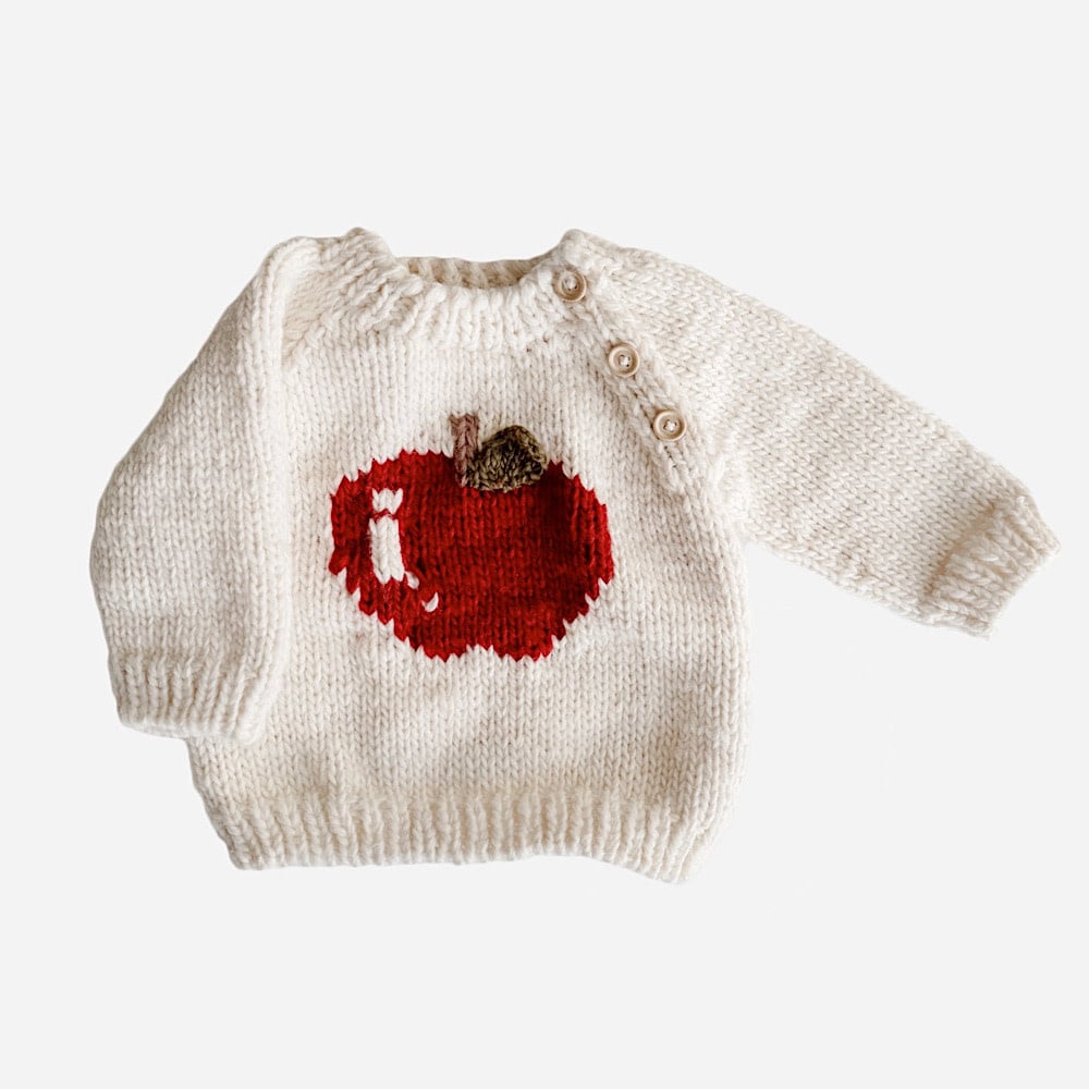 The Blueberry Hill The Blueberry Hill Baby 3D Apple Pullover Sweater - Cream