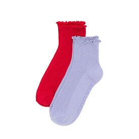 Baggu Baggu Lettuce Edge Socks - Set of 2 - Lavender & Red