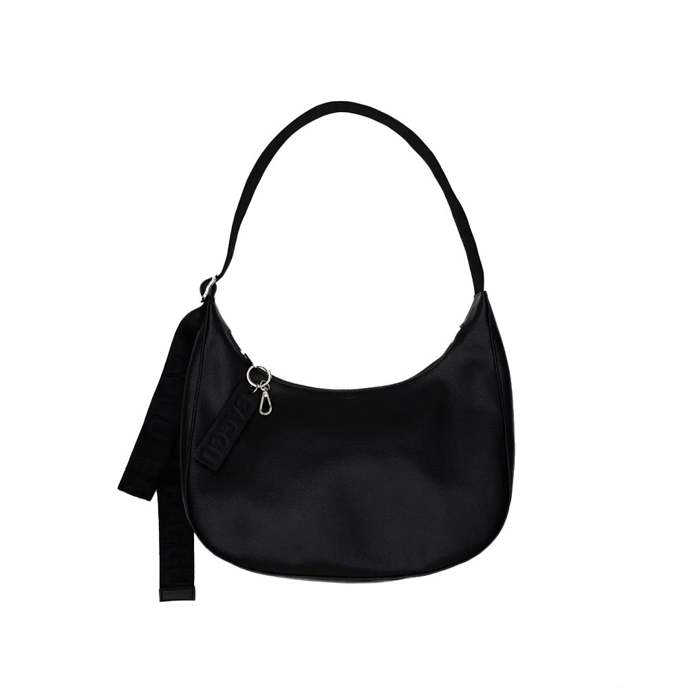 Baggu Baggu Recycled Leather - Medium Crescent Bag - Black