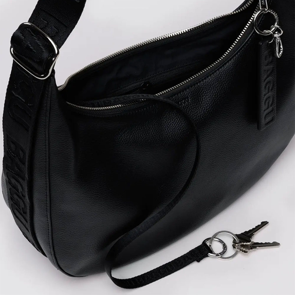 Baggu Recycled Leather - Medium Crescent Bag - Black