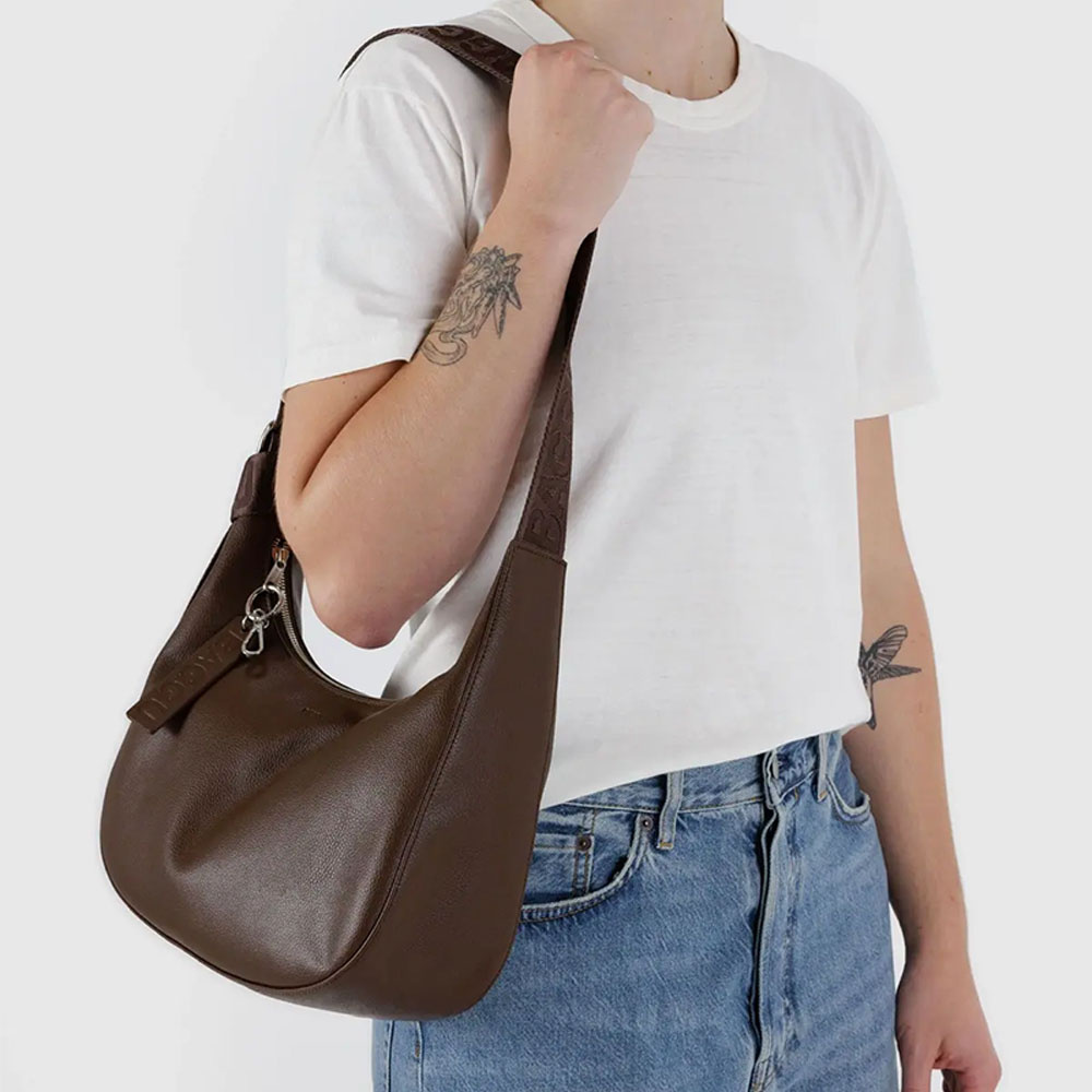 Baggu Recycled Leather - Medium Crescent Bag - Brown