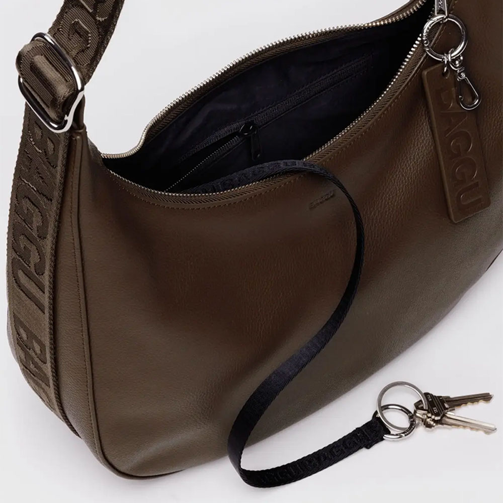 Baggu Recycled Leather - Medium Crescent Bag - Brown