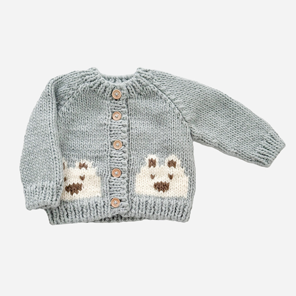 The Blueberry Hill Baby Bear Cardigan - Bowie Grey