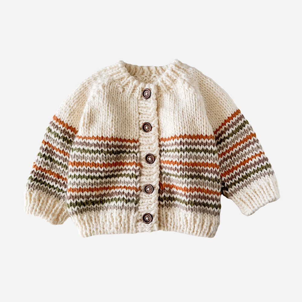 The Blueberry Hill Baby Cardigan - Woodland Stripe