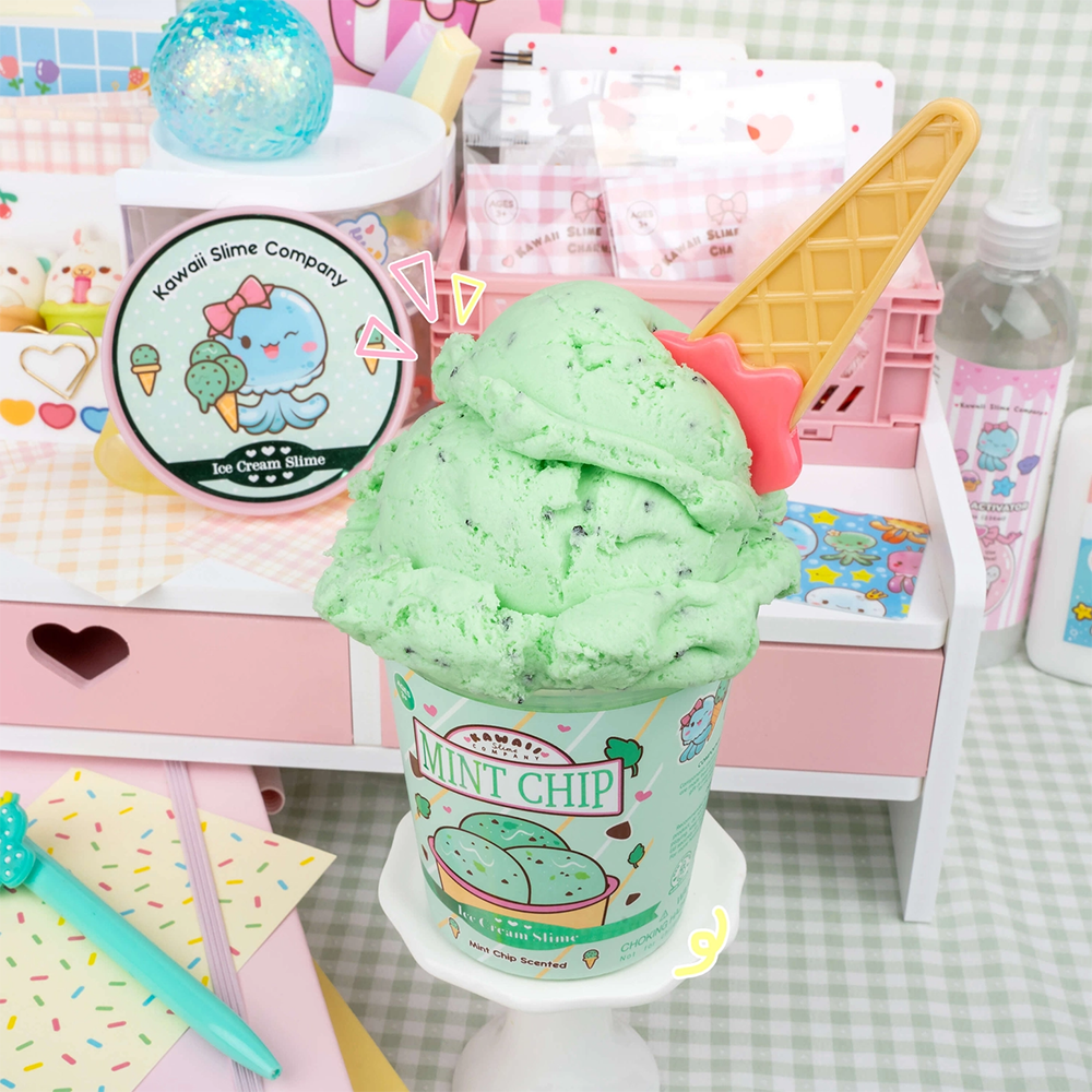 Kawaii Slime - Mint Chip Scented Ice Cream Pint Slime