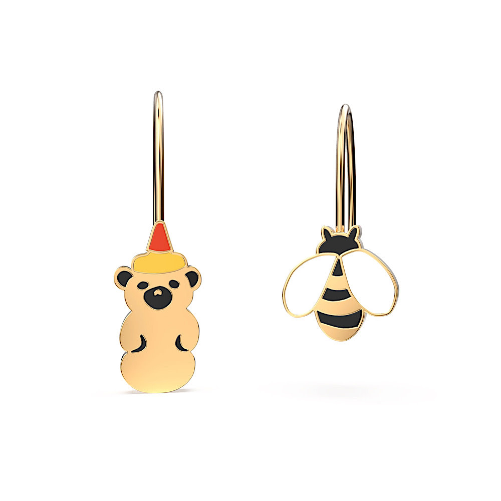Yellow Owl Workshop Yellow Owl Workshop - Hanging Earrings - Honey Bear & Honey Bee