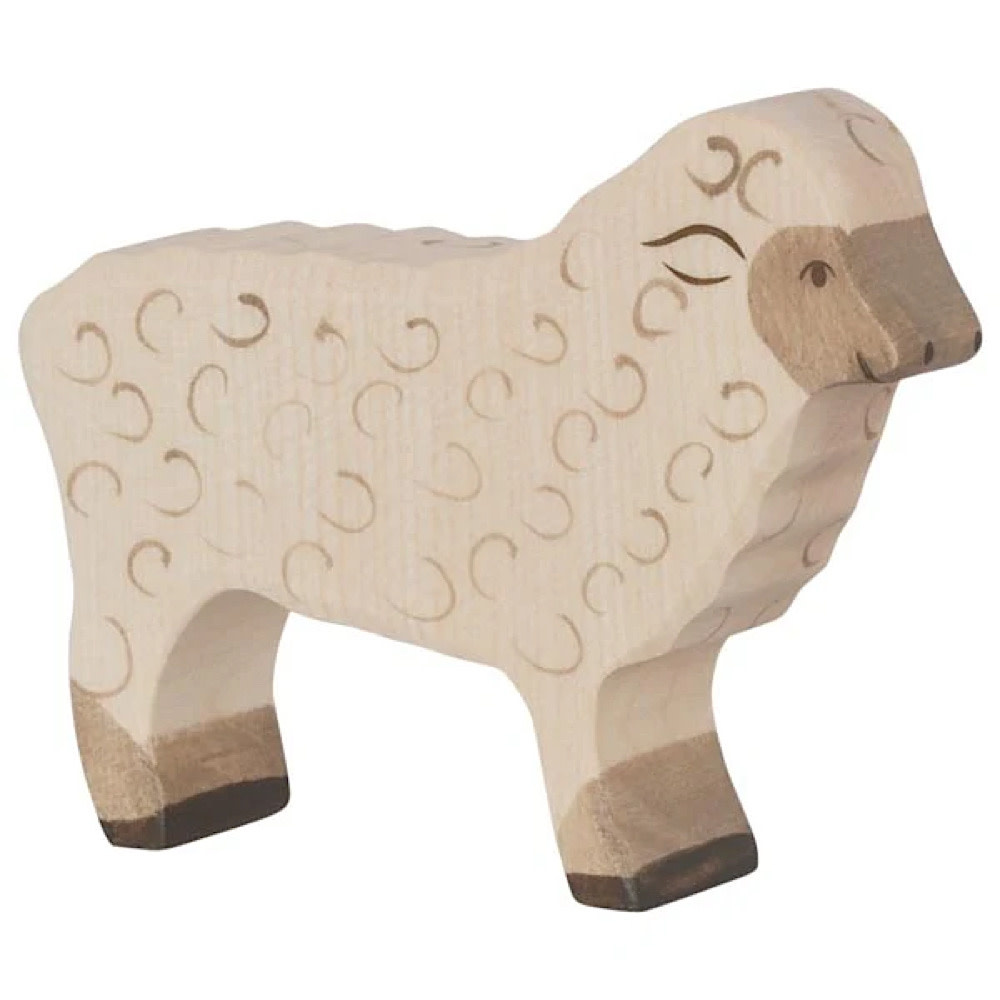 Holztiger Holztiger - Wooden Standing Sheep - White