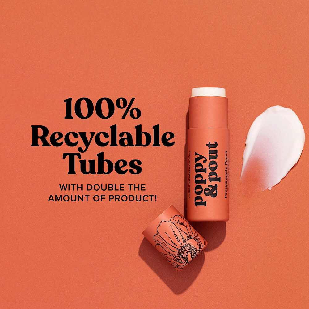 Poppy & Pout Lip Balm - Pomegranate & Peach