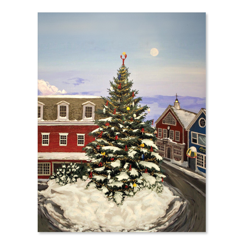 Daytrip Society Happy Holidays Kennebunkport Tree Painting Card