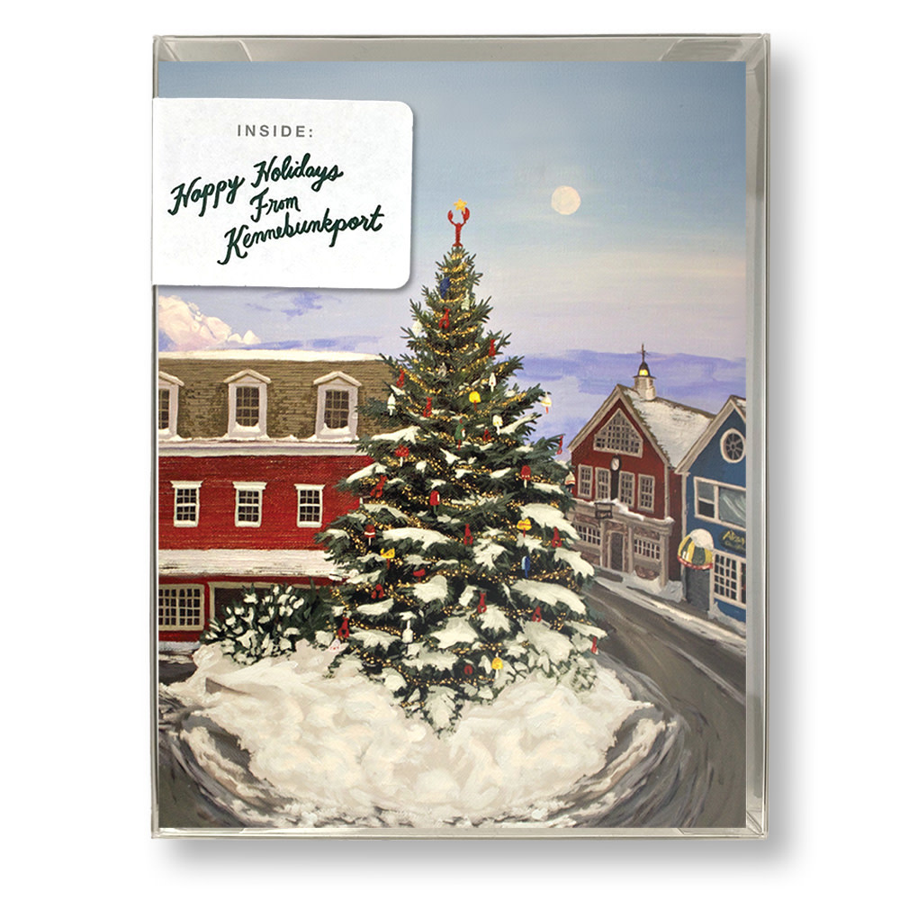 Daytrip Society - Happy Holidays Kennebunkport Tree Painting Card - Box Set of 8
