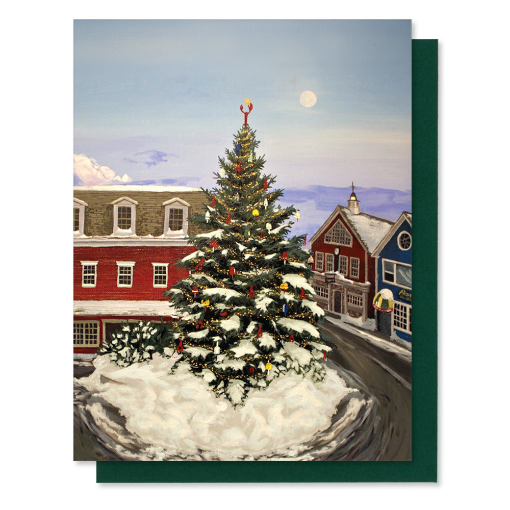 Daytrip Society - Happy Holidays Kennebunkport Tree Painting Card - Box Set of 8