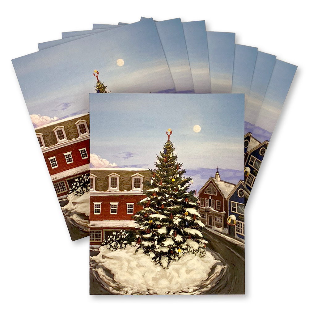 Daytrip Society - Happy Holidays Kennebunkport Tree Painting Card - Box Set of 8