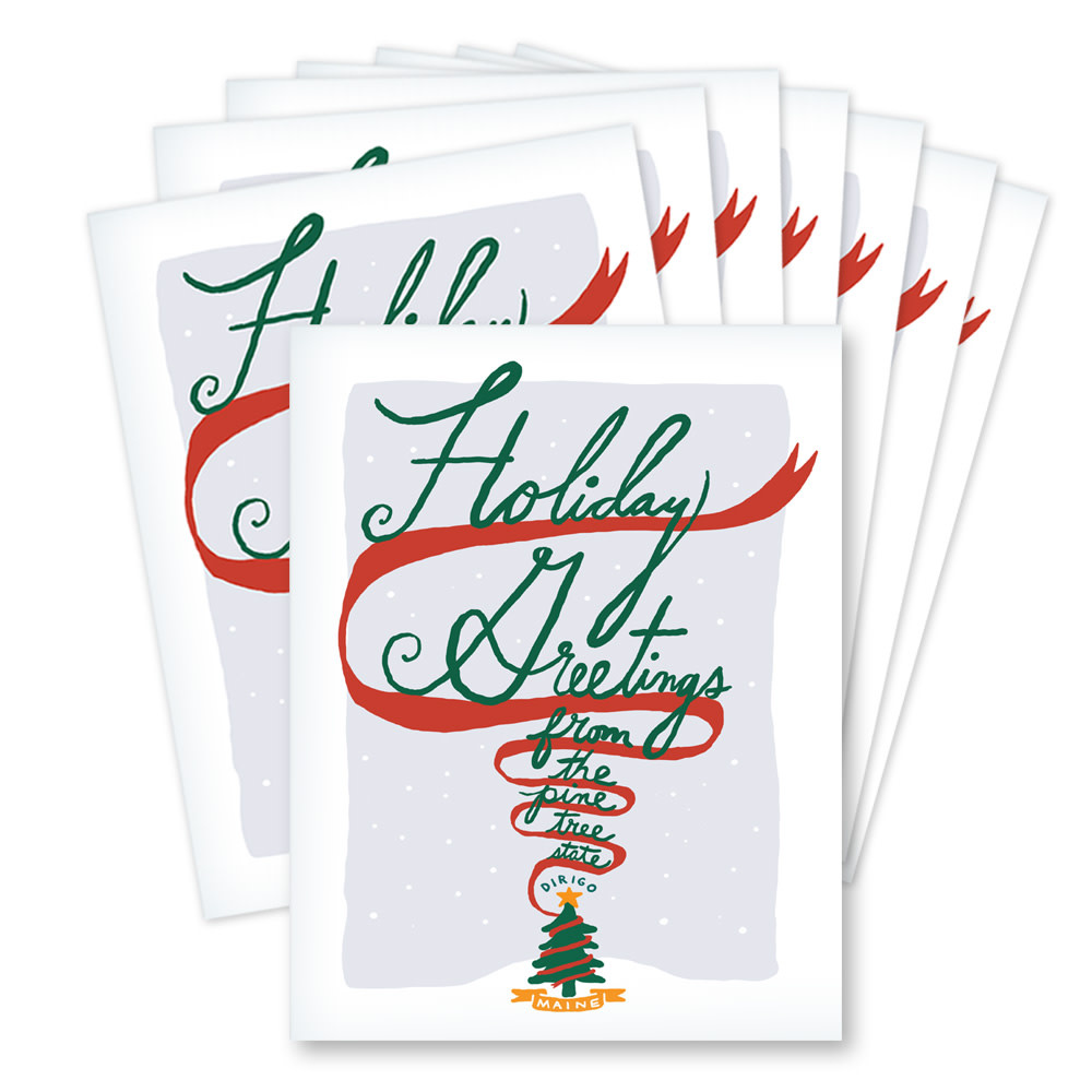 Daytrip Society Daytrip Society - Holiday Greetings Pine Tree State Dirigo Card - Box Set of 8