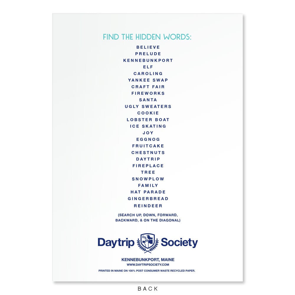 Daytrip Society - Kennebunkport Holiday Magic Word Search Card - Box Set of 8