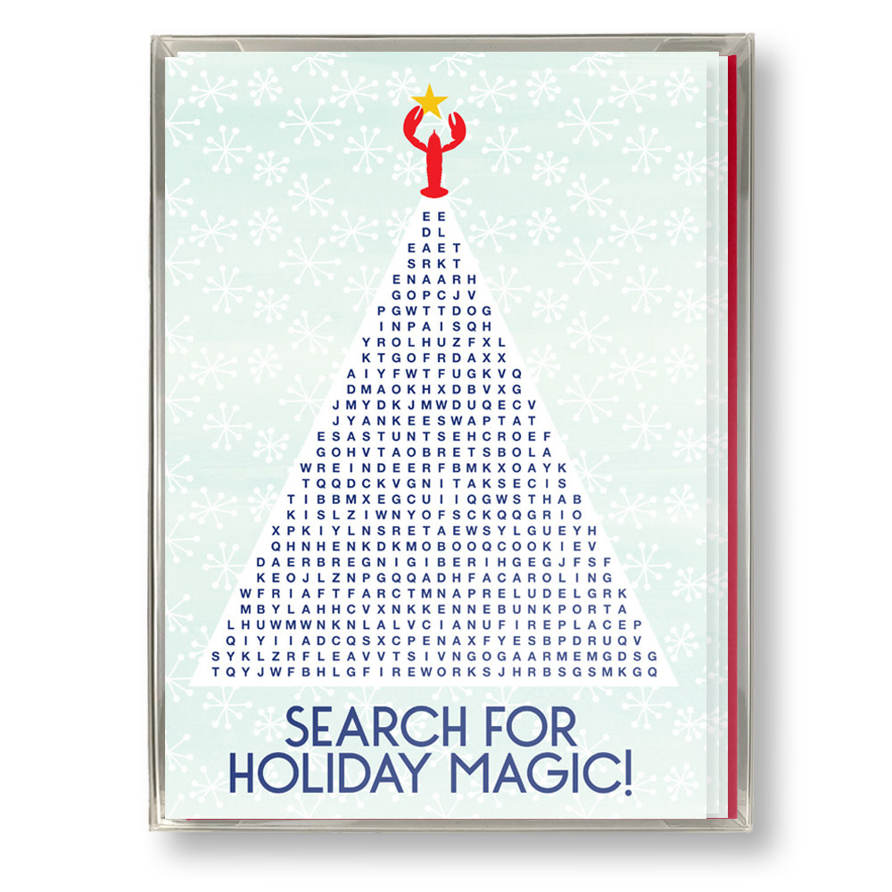 Daytrip Society - Kennebunkport Holiday Magic Word Search Card - Box Set of 8