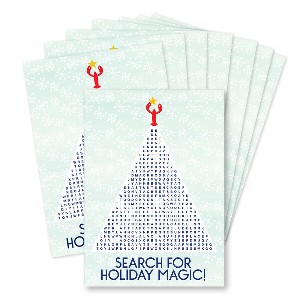 Daytrip Society - Kennebunkport Holiday Magic Word Search Card - Box Set of 8