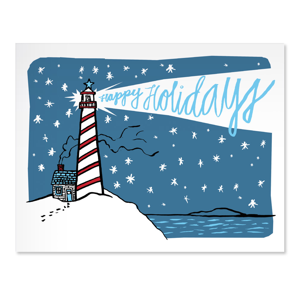 Daytrip Society - Lighthouse Happy Holidays Card