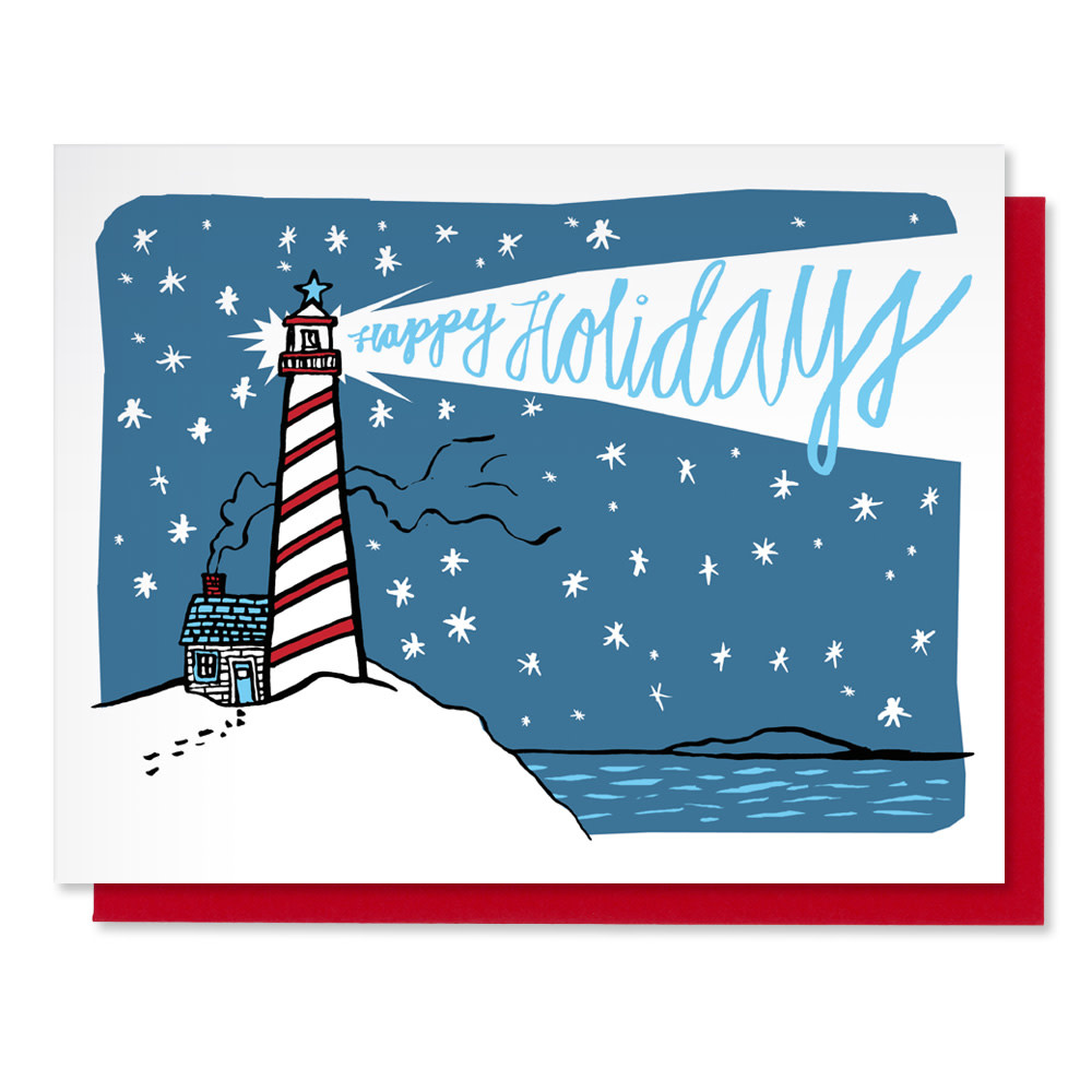 Daytrip Society - Lighthouse Happy Holidays Card - Box Set of 8
