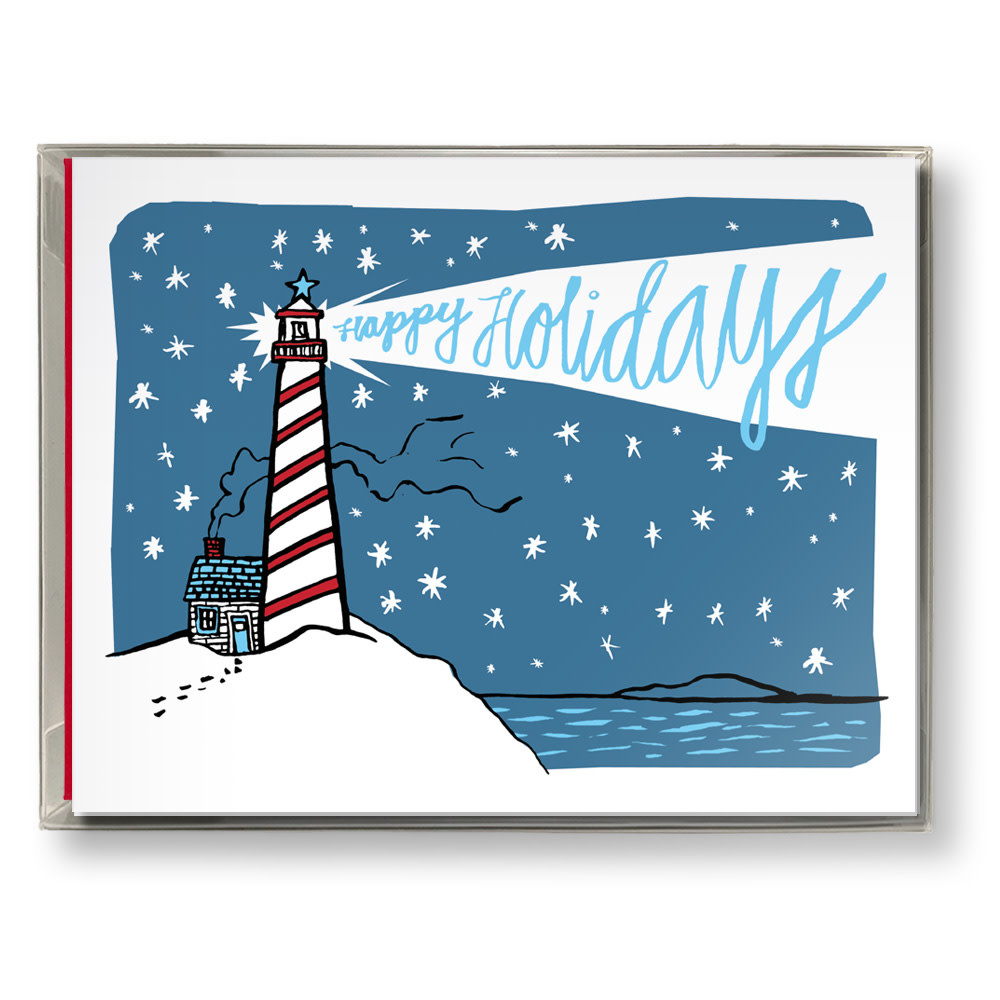 Daytrip Society - Lighthouse Happy Holidays Card - Box Set of 8