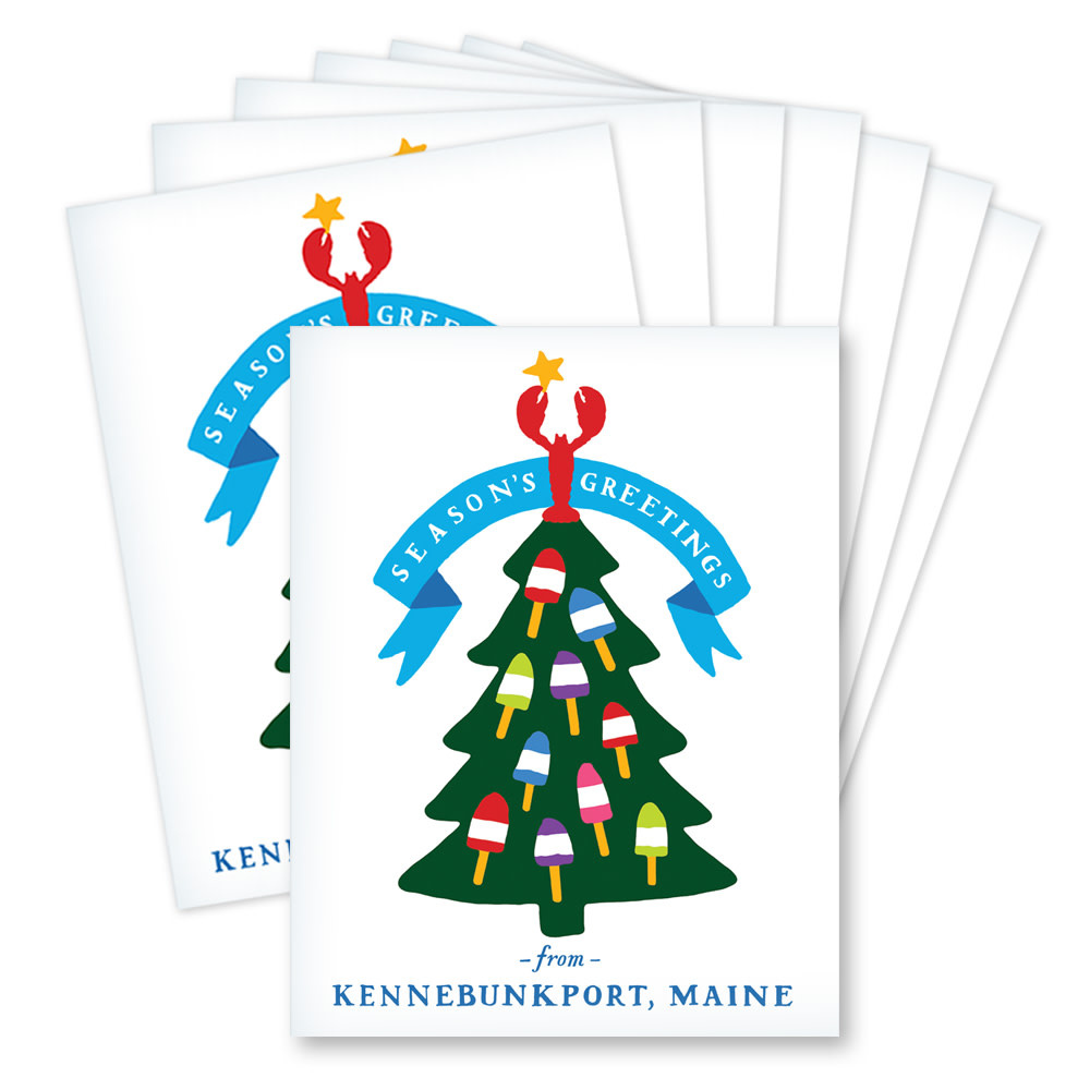 Daytrip Society - Season's Greetings Kennebunkport Holiday Buoy Tree Card - Box Set of 8
