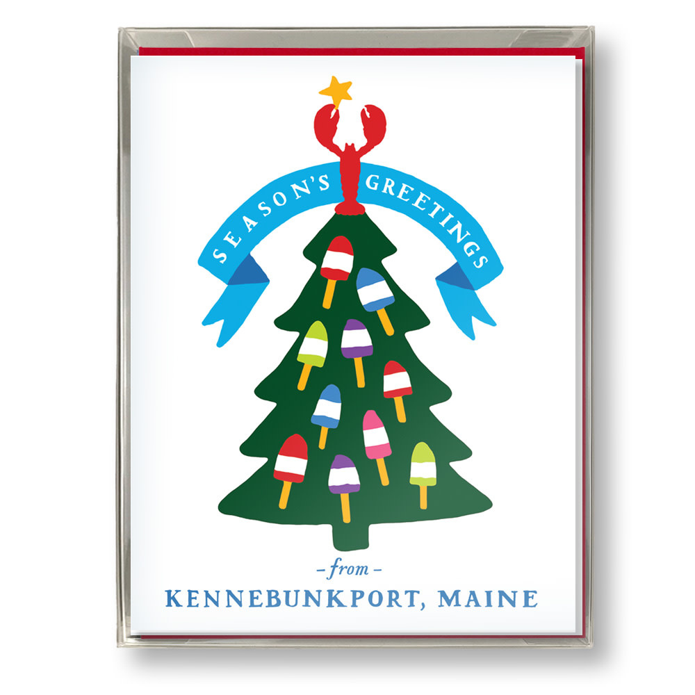 Daytrip Society - Season's Greetings Kennebunkport Holiday Buoy Tree Card - Box Set of 8