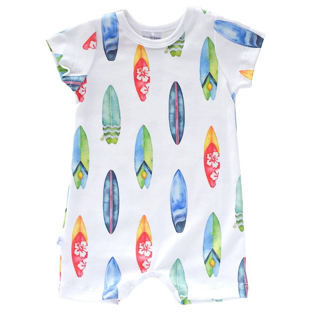 Jennifer Ann Organic Romper - Surf Boards