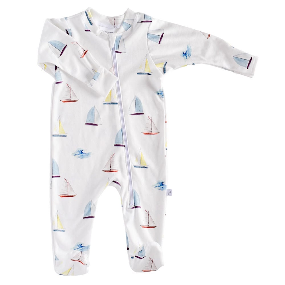 Jennifer Ann Organic Footie Romper - Sailboats