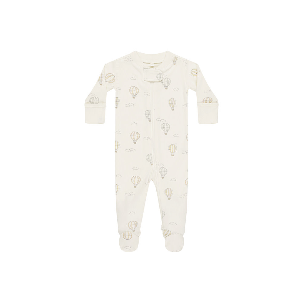 Quincy Mae Zip Long Sleeve Sleeper Footie Romper - Hot Air Balloons