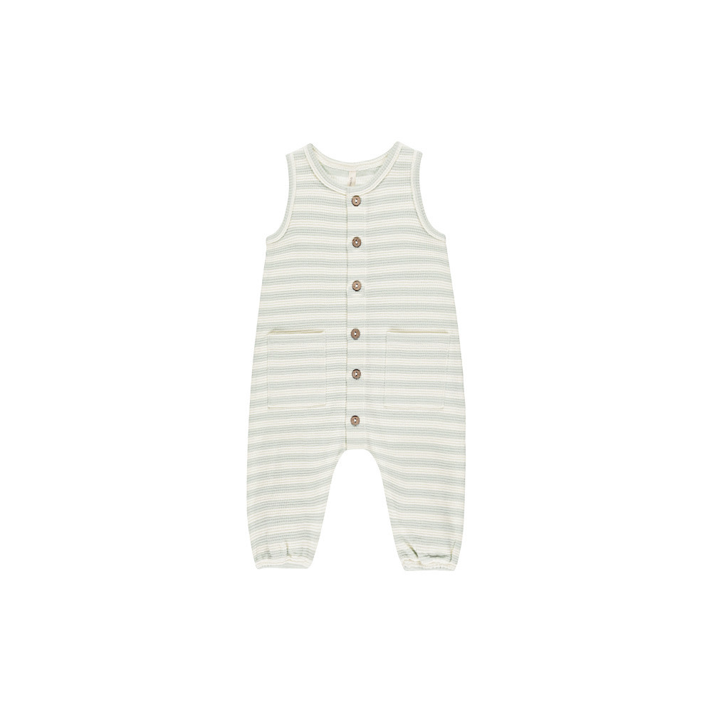 Quincy Mae Quincy Mae Waffle Jumpsuit - Mint Stripe