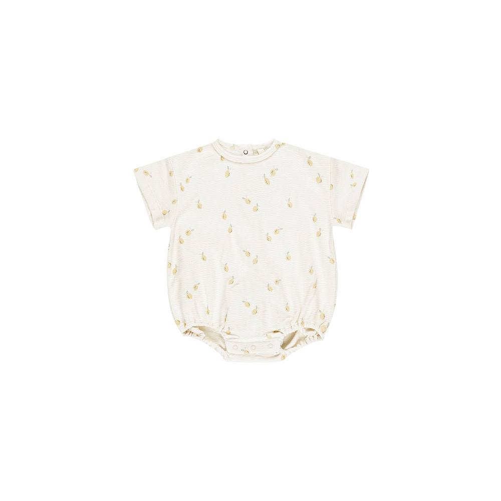 Quincy Mae Relaxed Short Sleeve Bubble Romper - Lemons