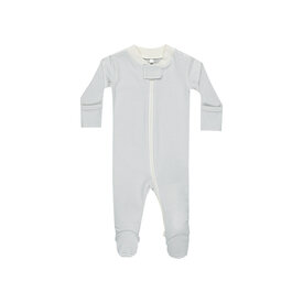 Quincy Mae Quincy Mae Zip Long Sleeve Sleeper Footie Romper - Sky Micro Stripe