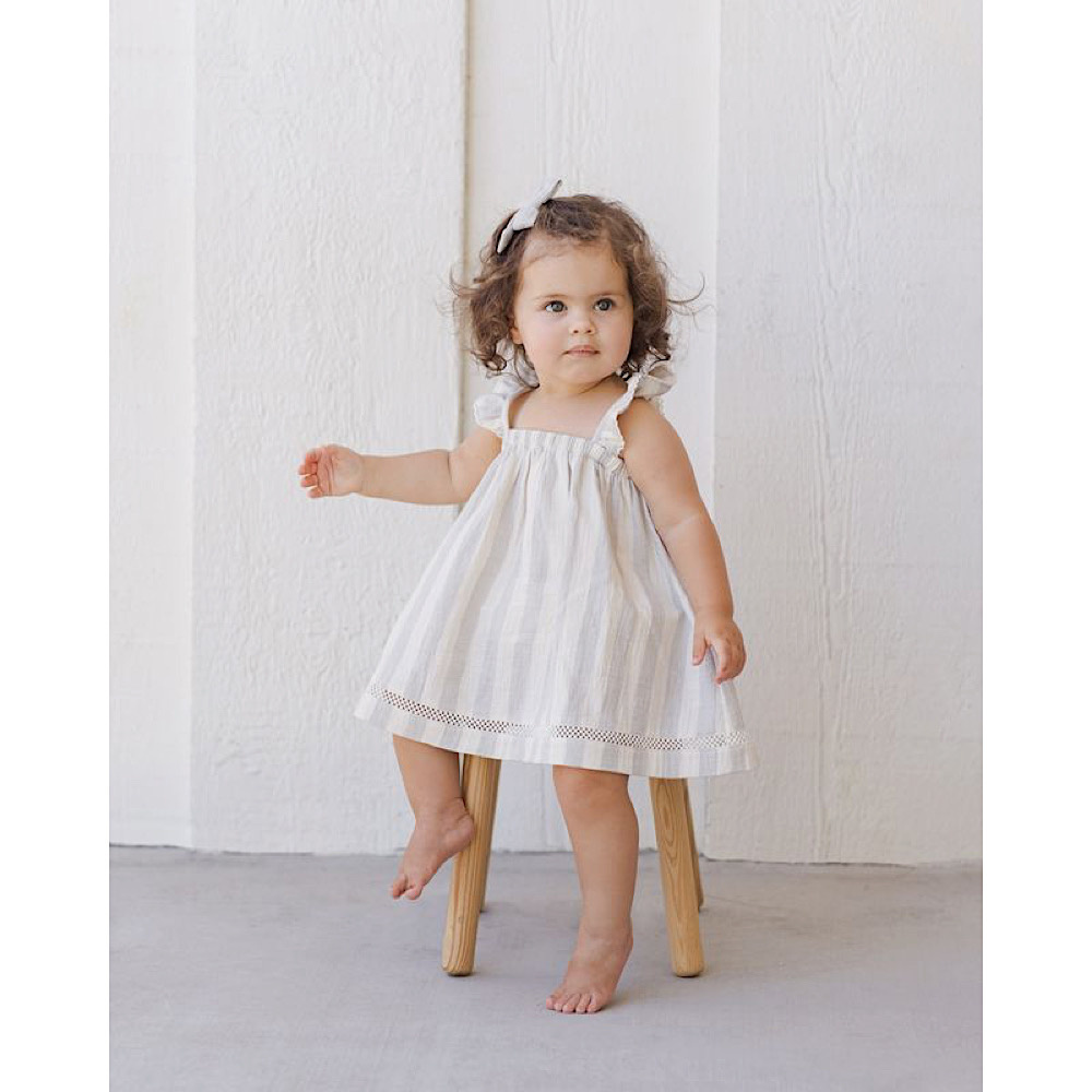 Quincy Mae Ruffle Tank Dress - Sky Stripe