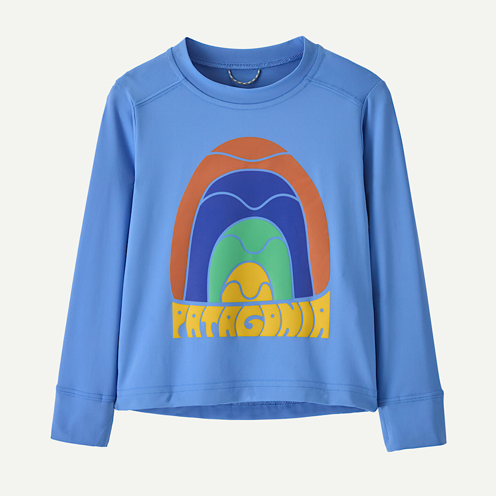 Patagonia Baby L/S Cap Silkweight T-Shirt - Rainbow Wave: Abundant Blue