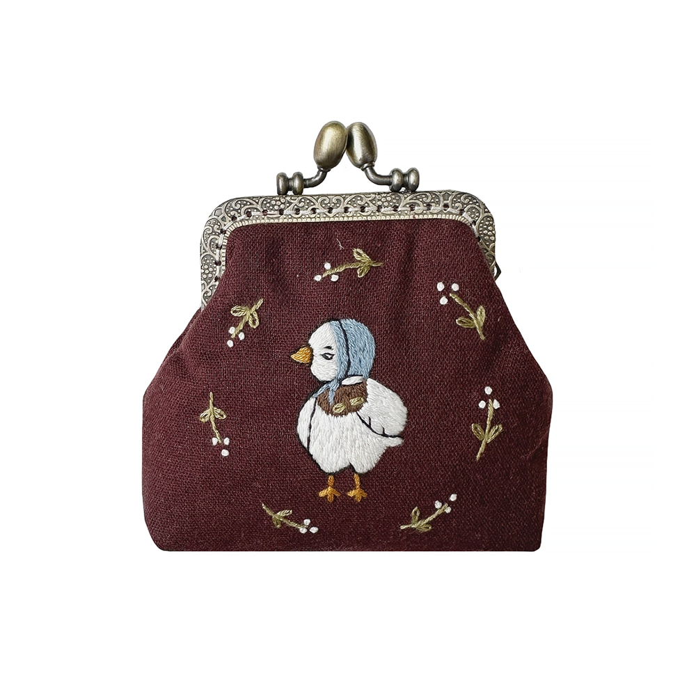 Quince Fables Embroidered Coin Purse - Blue Duck
