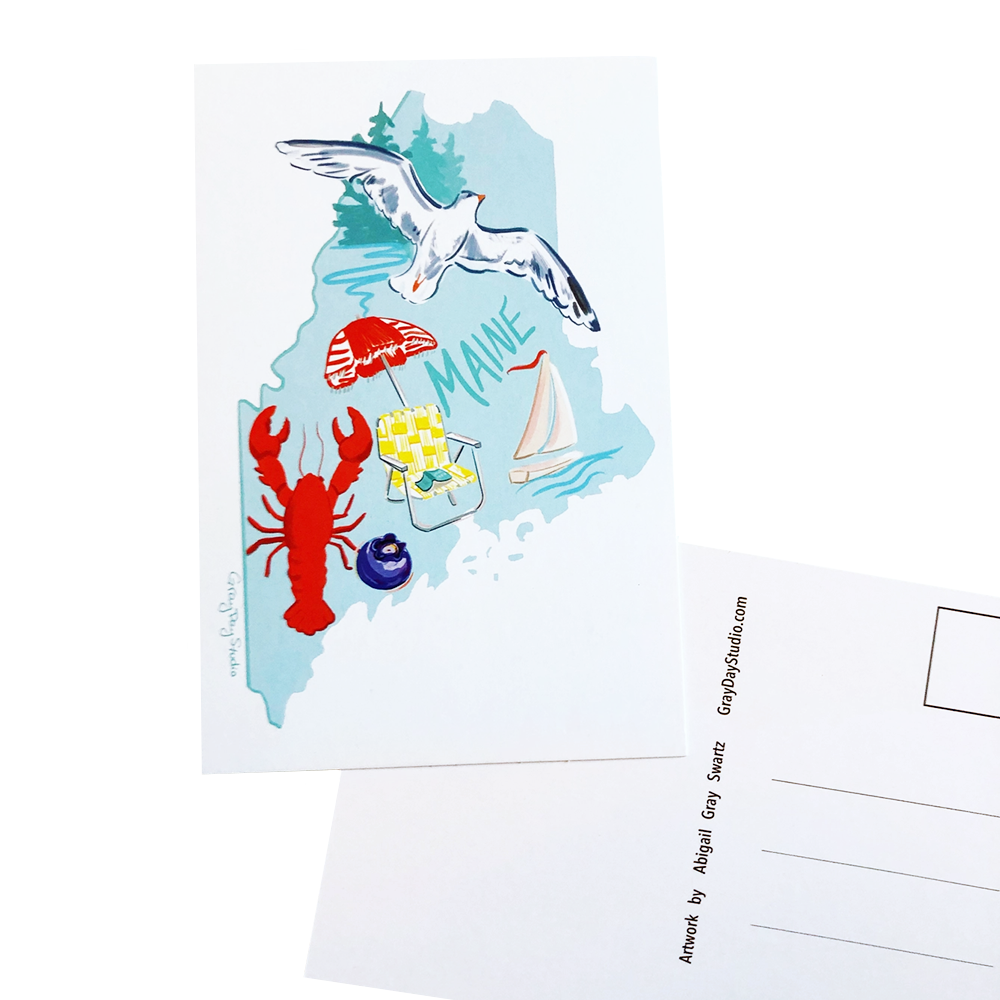 Gray Day Studio Postcard - Summer in Maine