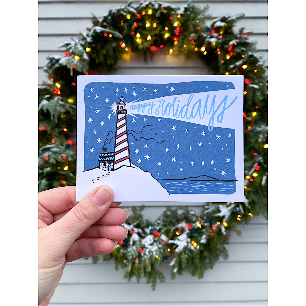 Daytrip Society - Lighthouse Happy Holidays Card - Box Set of 8