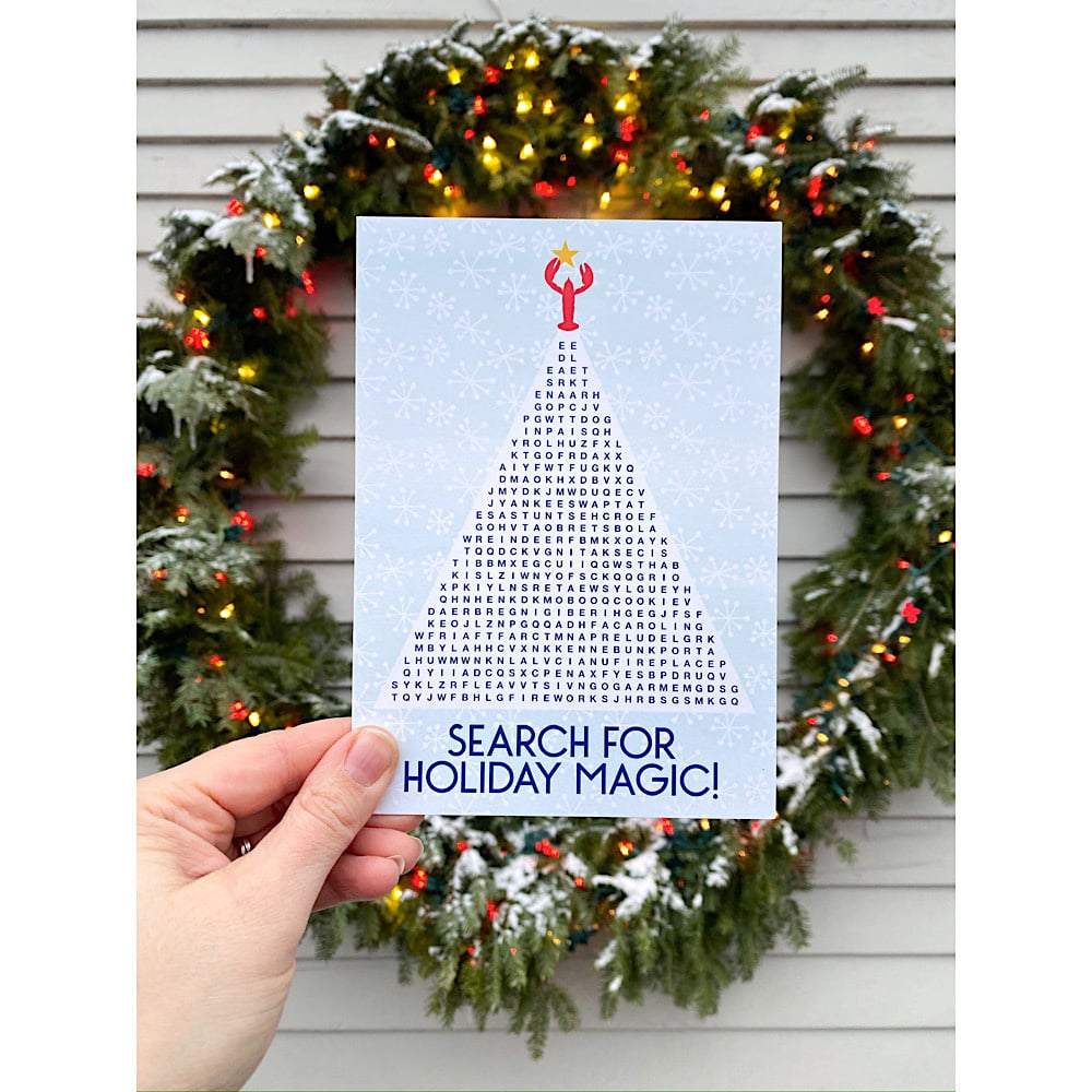 Daytrip Society - Kennebunkport Holiday Magic Word Search Card - Box Set of 8