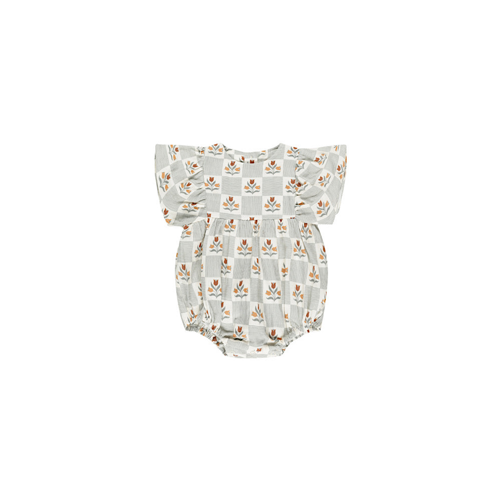 Rylee + Cru Kalea Romper - Garden Grid
