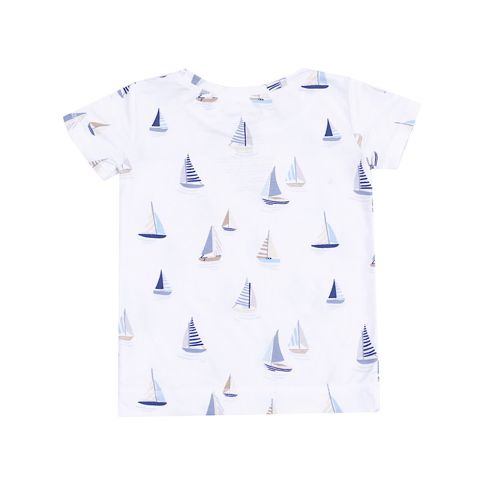 Angel Dear Short Sleeve Loungewear Set - Sailboats Blue