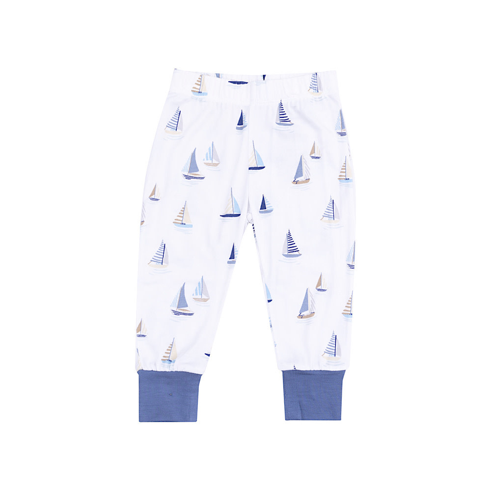 Angel Dear Short Sleeve Loungewear Set - Sailboats Blue
