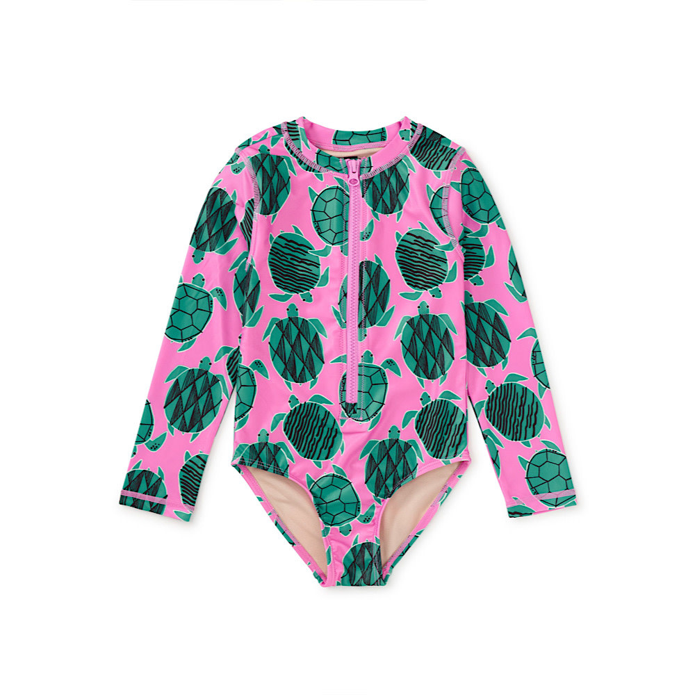 Tea Collection Tea Collection Long Sleeve One-Piece Swimsuit - Tiled Turtles