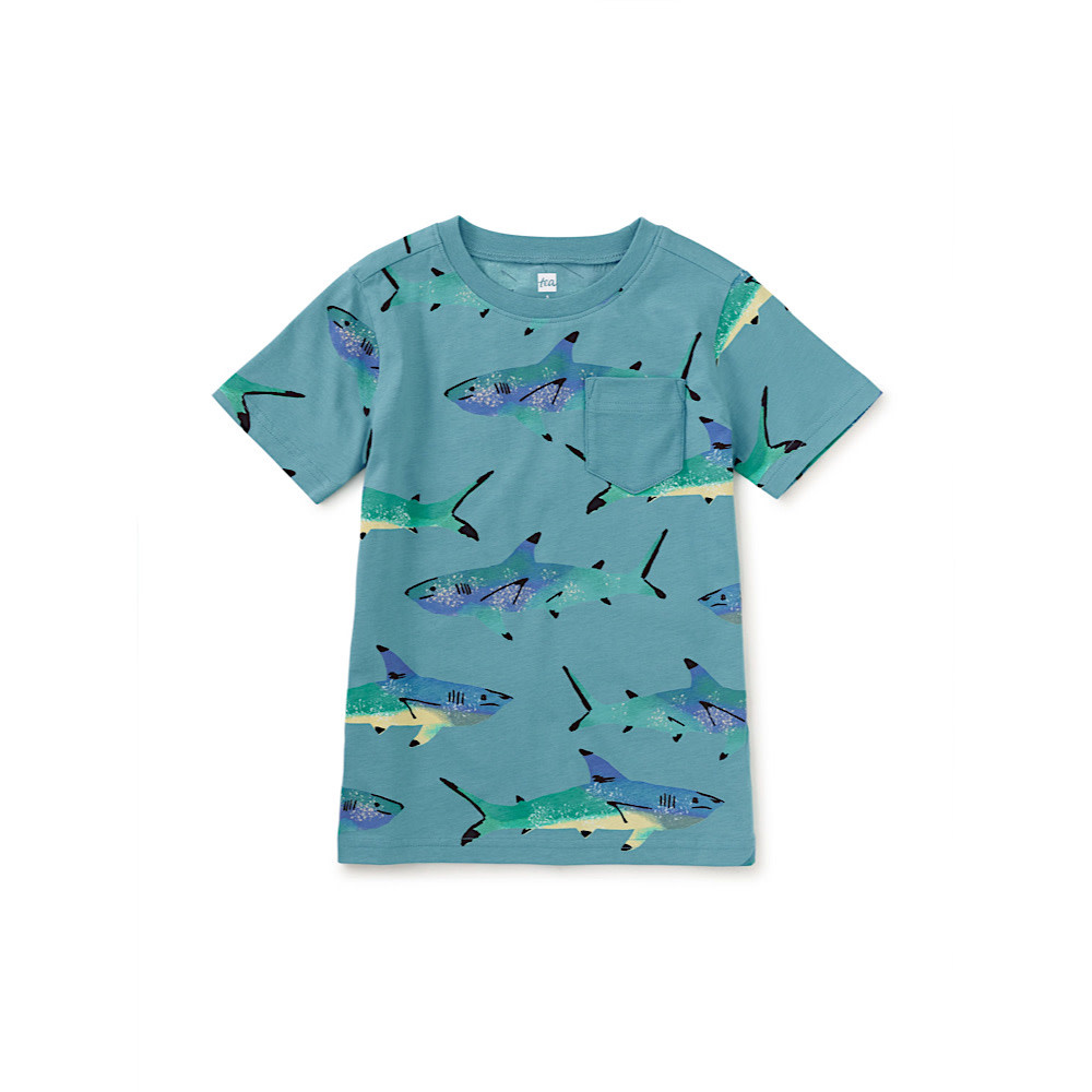 Tea Collection Printed Pocket Tee - Painted Shark