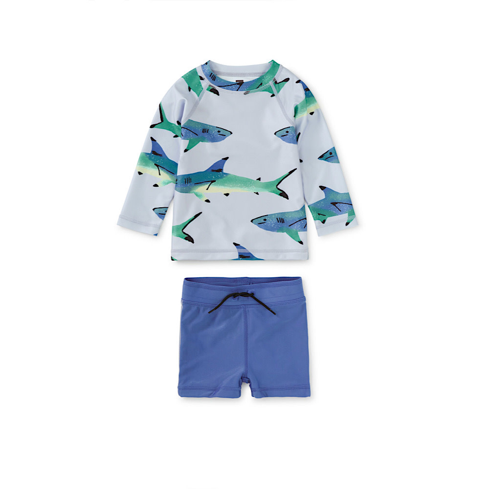 Tea Collection Tea Collection Rash Guard Baby Swim Set - Painted Sharks
