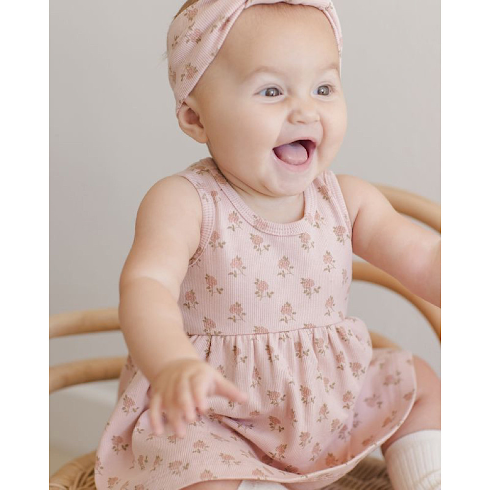 Quincy Mae Ribbed Tank Dress - Roses