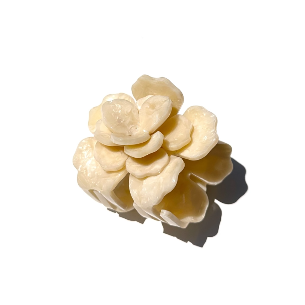 Solar Eclipse Origami Gardenia Flower Claw Hair Clip - Cream