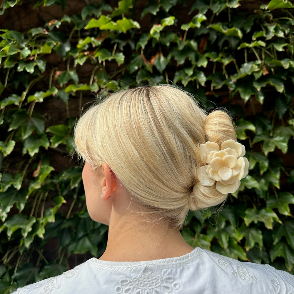 Origami Gardenia Flower Claw Hair Clip - Cream